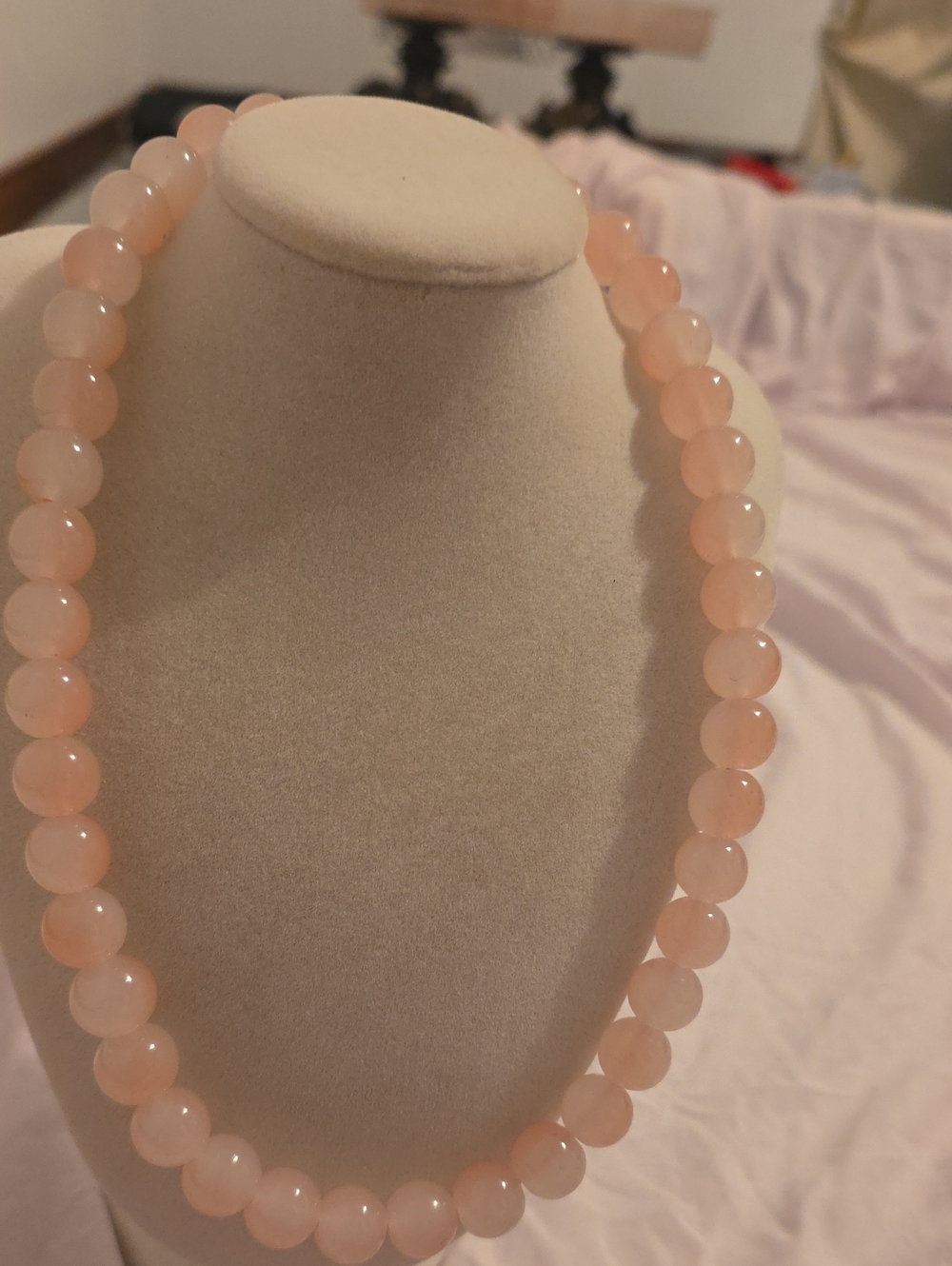 Pink Jade Gemstone Necklace - Elegant Rose Pink Strand
